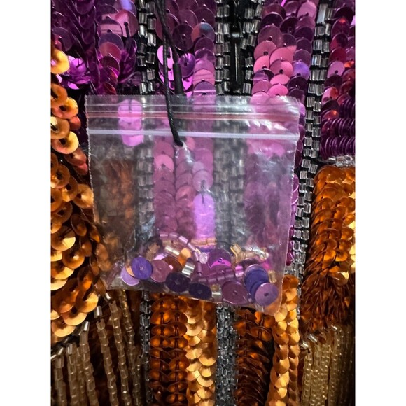 ASOS EDITION blocked chevron sequin fringe mini dress SIZE 8 - Picture 8 of 12